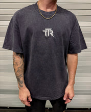 Load image into Gallery viewer, TTR CHARCOAL HEAVY TEE EMBROIDERED LOGO / WHITE