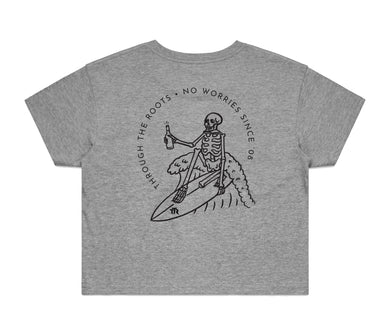 Women's Skeleton Surf Crop Tee GREY/BLACK