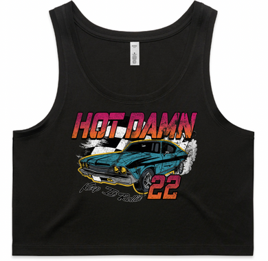 Hot Damn Womens Crop Tank Black